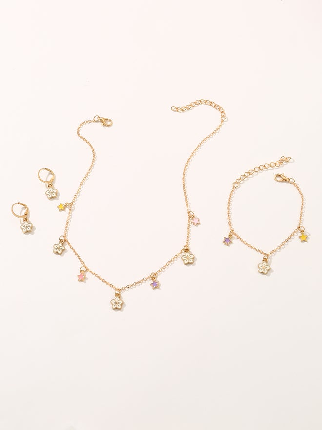 تايك تو طقم قلادة وسوار وأقراط وخاتم من قطعتين  قطع - Image 1