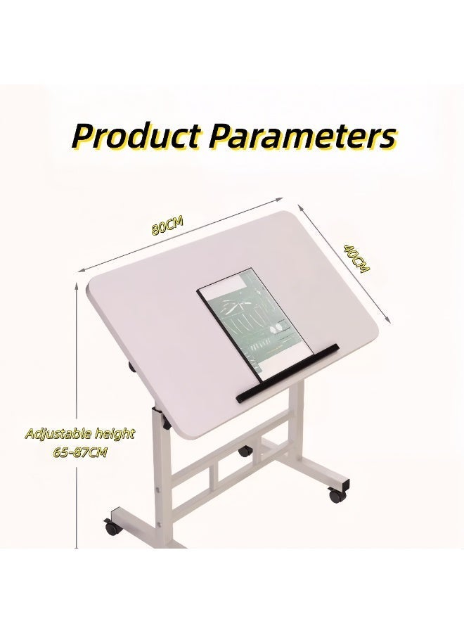 Computer desk / Writing desk / Office desk for living room / office / bedroom. Portable computer desk, adjustable office desk, 80cm L x 40cm W x 65-87cm H, White - Image 4