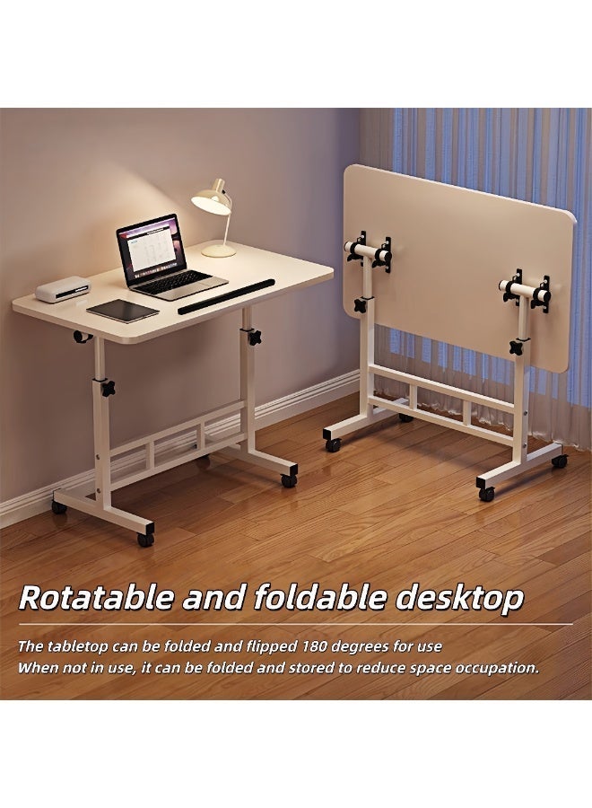 Computer desk / Writing desk / Office desk for living room / office / bedroom. Portable computer desk, adjustable office desk, 80cm L x 40cm W x 65-87cm H, White - Image 1