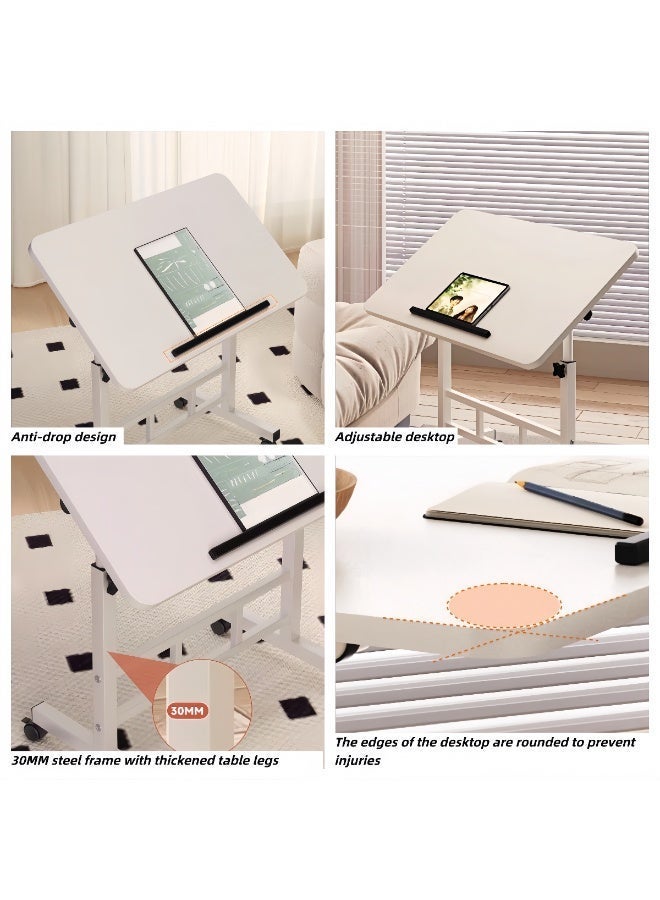 Computer desk / Writing desk / Office desk for living room / office / bedroom. Portable computer desk, adjustable office desk, 80cm L x 40cm W x 65-87cm H, White - Image 3