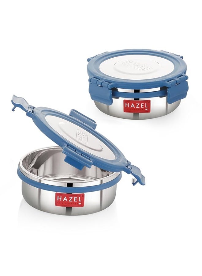 HAZEL Stainless Steel Storage Containers for Kitchen, Air Tight, 525 Ml, Tiffin Box, Set of 6 - Image 4
