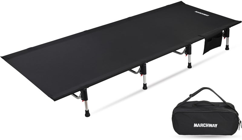 MARCHWAY Lightweight Folding Tent Camping Cot Bed with Lever Lock, Easy Setup Portable Compact for Outdoor Travel, Hunting, Hiking, Motorcycling, Support 330Lbs (Black) - Image 1