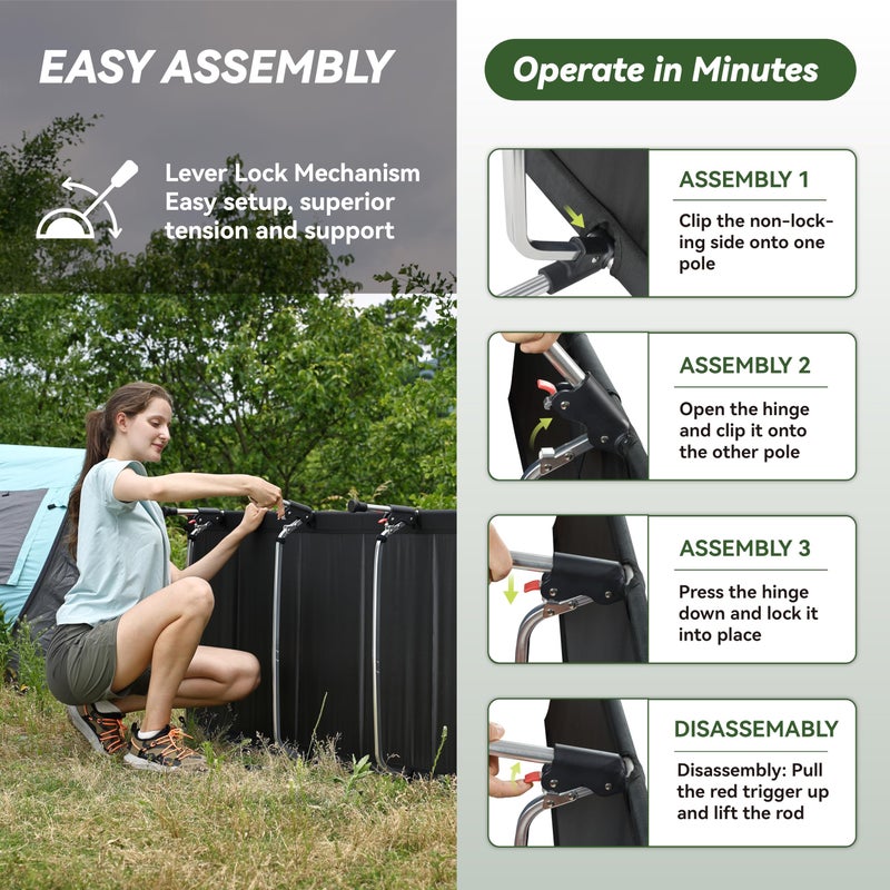 MARCHWAY Lightweight Folding Tent Camping Cot Bed with Lever Lock, Easy Setup Portable Compact for Outdoor Travel, Hunting, Hiking, Motorcycling, Support 330Lbs (Black) - Image 5