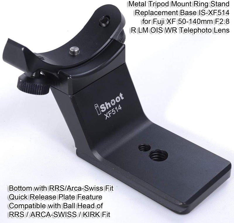 iShoot Metal Tripod Mount Ring Camera Lens Replacement Foot Lens Collar Base Support Adapter Stand for Fuji XF 50-140mm F2.8 R LM OIS WR Telephoto Lens with Arca-Swiss Type Quick Release Plate - Image 3