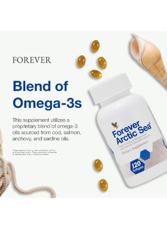 Forever Forever Living - Arctic Sea Omega-3 - Supplement, EPA and DHA Fatty Acid Blend, Supports Heart, Brain, and Eye Health, Gluten-Free, 120 Softgels  - Image 4
