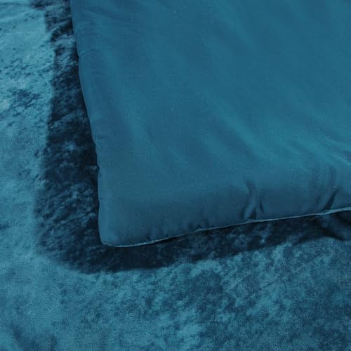 Sunshine Nicole Distressed Velvet Comforter Set, Distressed Velvet Face and Brushed Solid Microfiber Reverse, with Light Weight Soft Poly Fill, 5 Pieces Teal, Queen - Image 3