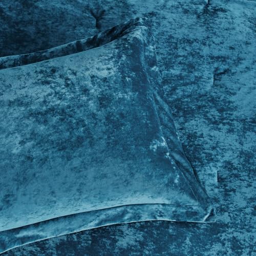 Sunshine Nicole Distressed Velvet Comforter Set, Distressed Velvet Face and Brushed Solid Microfiber Reverse, with Light Weight Soft Poly Fill, 5 Pieces Teal, Queen - Image 5