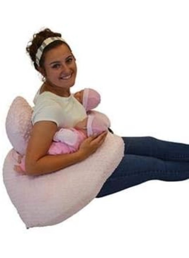 Twin Z PIllow The TWIN Z PILLOW - Pink - 6 uses in 1 Twin Pillow ! Breastfeeding, Bottlefeeding, Tummy Time, Reflux, Support and Pregnancy Pillow! Cuddle Pink DOTS - Image 3