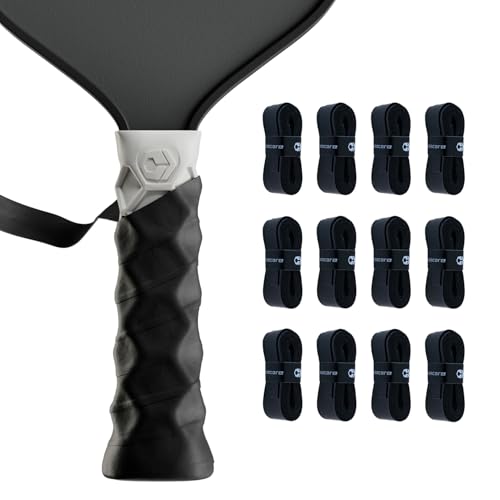 Hesacore Hesatac Overgrip Tape 12 Pack Black for Pickleball Padel Tennis Sweat Absorbing Soft AntiSlip Stretchable Overgrip - Image 1