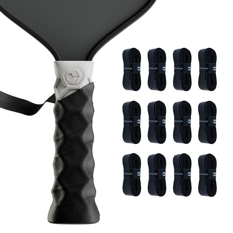 Hesacore Hesatac Overgrip Tape 12 Pack Black for Pickleball Padel Tennis Sweat Absorbing Soft AntiSlip Stretchable Overgrip - Image 2