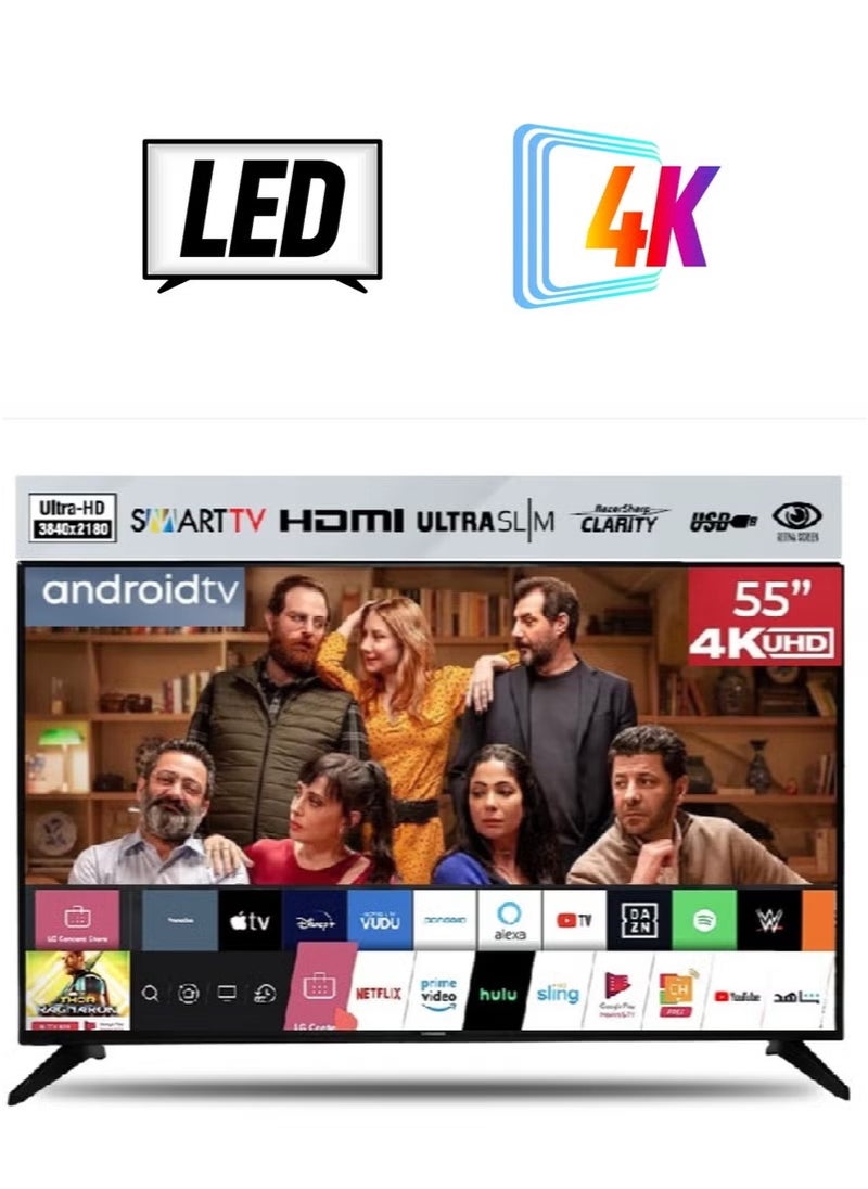 توشيرو تلفزيون توشيرو الذكي 55 بوصة بدقة 4K UHD مع نظام تشغيل أندرويد، واي فاي مدمج، تطبيقات ذكية، موديل 2024 - TRO554KSLED2  - Image 1