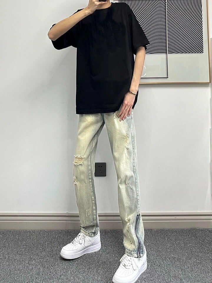Unisex Classic Denim Jeans Loose Fit Daily Outdoor Wear - Image 1