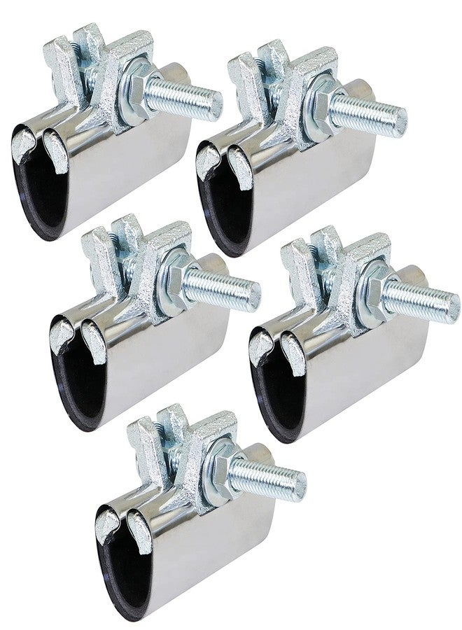 Highcraft Pipe Repair Clamp 3/4'', IPS Single Bolt, 3” Long, Stainless Steel (5 Pack) Chrome - Image 1
