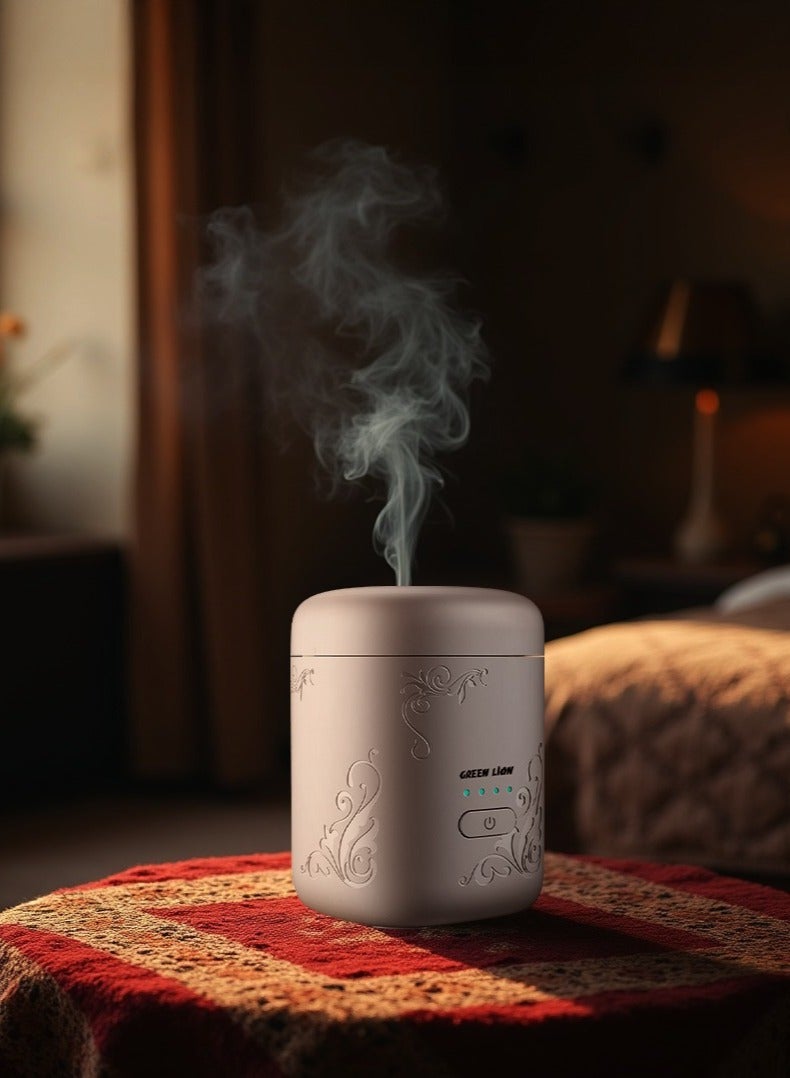 GREEN LION ASEEL Bakhour Incense Burner / Strong Fragrance Bakhoor/ Aesthetic Appearance / Wide Area Coverage / 120 sec Single Burning Time / 2 Min Auto Off / Type-C Charging Port / LED Indicator for Home Office and Car- Silver - Image 2