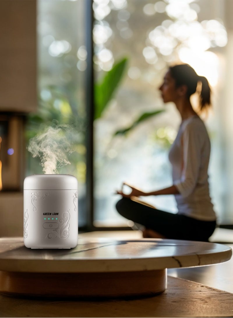 GREEN LION ASEEL Bakhour Incense Burner / Strong Fragrance Bakhoor/ Aesthetic Appearance / Wide Area Coverage / 120 sec Single Burning Time / 2 Min Auto Off / Type-C Charging Port / LED Indicator for Home Office and Car- Silver - Image 3