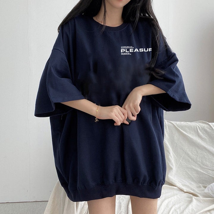 Factory 2024 Summer Printed Short-Sleeved T-Shirt Women'S New Korean-Style Large Cotton-Containing Loose Top Bf Jacket Missing - Image 3