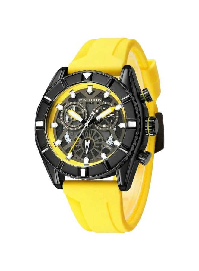 ميني فوكاس ساعة ميني فوكس MF2209G الرياضية ذات وظيفة الكرونوغراف، باللونين الأصفر والأسود - Image 3