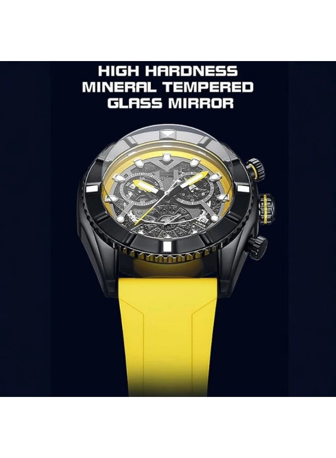 ميني فوكاس ساعة ميني فوكس MF2209G الرياضية ذات وظيفة الكرونوغراف، باللونين الأصفر والأسود - Image 5