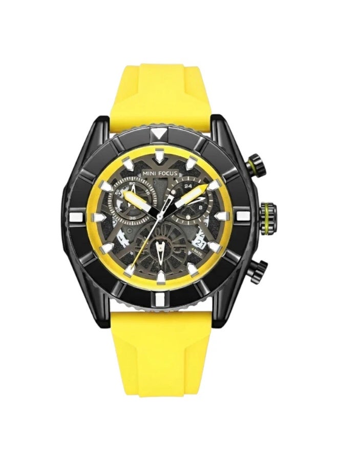 ميني فوكاس ساعة ميني فوكس MF2209G الرياضية ذات وظيفة الكرونوغراف، باللونين الأصفر والأسود - Image 1