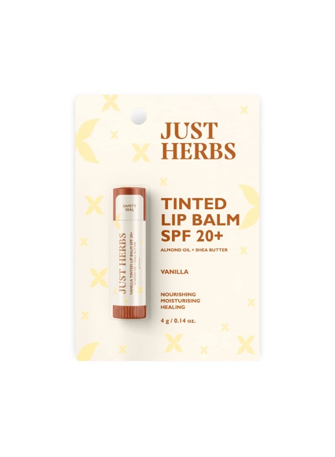 جاست هيربز مجموعة ثنائية من مرطب الشفاه الملون Just Herbs (بوزن 4 جم) - بعامل حماية SPF 20+ لتفتيح الشفاه الداكنة - بنكهتي الكرز والفانيليا. - Image 2