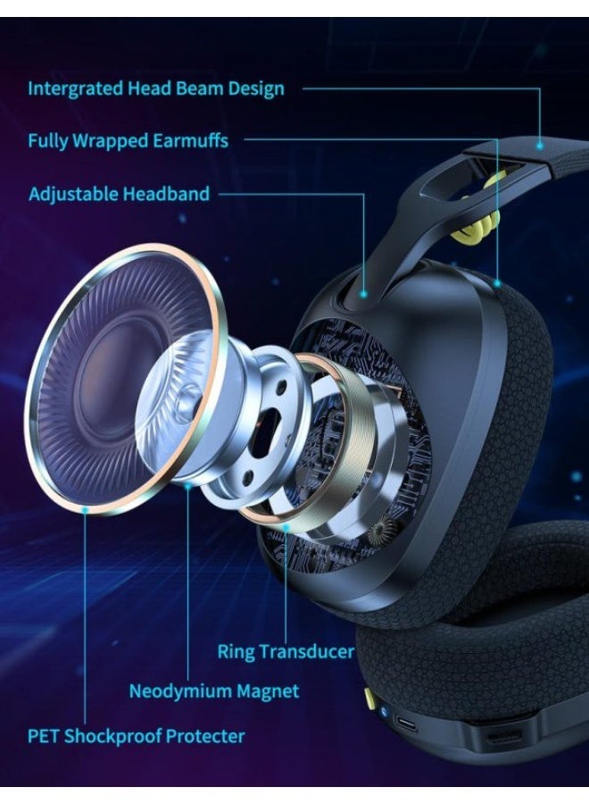 أونيكوما سماعة ONIKUMA B2 ثلاثية الاتصال (سلكي + بلوتوث + 2.4G) بدرايفر 40 مم – لون أسود - Image 4