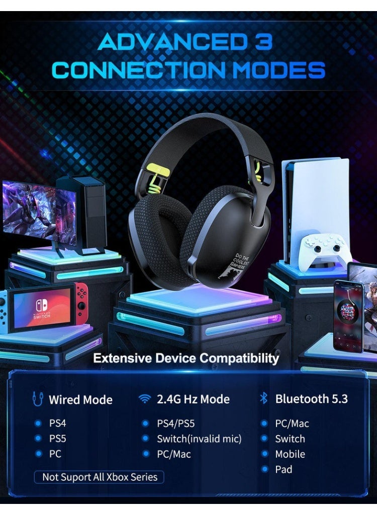 أونيكوما سماعة ONIKUMA B2 ثلاثية الاتصال (سلكي + بلوتوث + 2.4G) بدرايفر 40 مم – لون أسود - Image 2