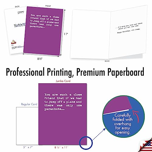NobleWorks Jumbo Hysterical Birthday Greeting Card 8.5 x 11 Inch with Envelope (1 Pack) Large Jumbo Bday One Parachute J0936 - Image 3