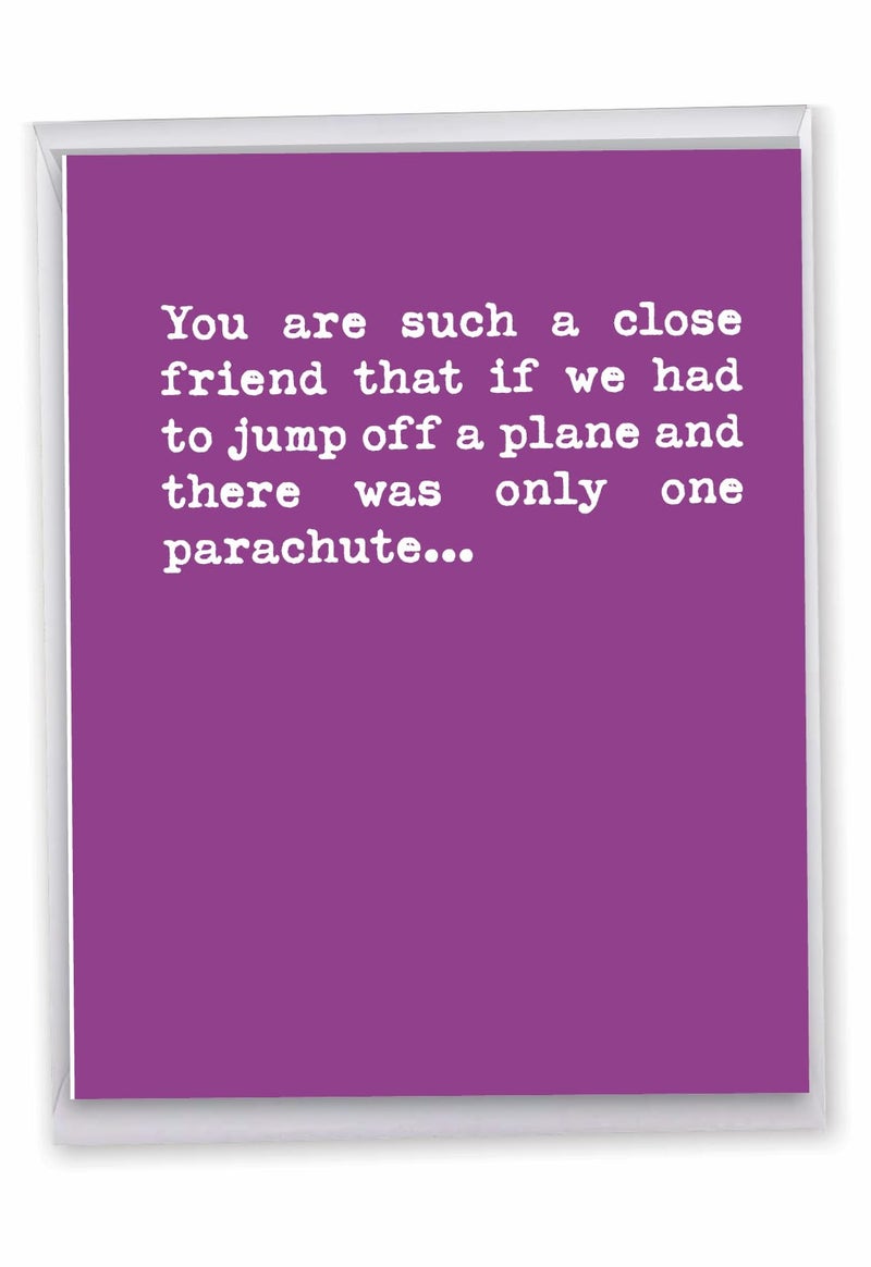 NobleWorks Jumbo Hysterical Birthday Greeting Card 8.5 x 11 Inch with Envelope (1 Pack) Large Jumbo Bday One Parachute J0936 - Image 1