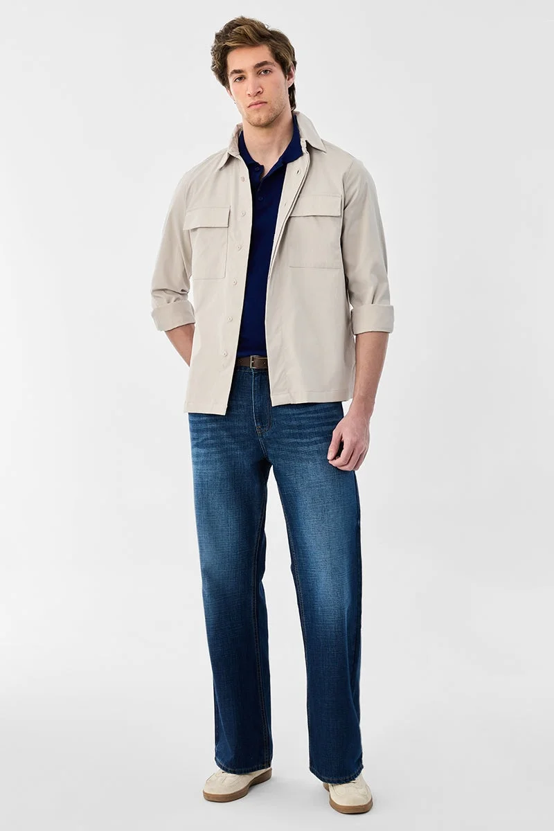 سنيتش Beige Solid Long Sleeve Regular Fit Shirt