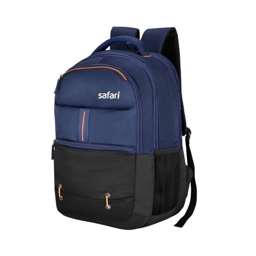 Safari Impact 35L Laptop Backpack Bag for Men & Women, School Bag for Boys & Girls, Ideal for Office/School/College, 3 Compartment Backpack with Rain Cover, Bottle Holder, & Organizer, Blue - Image 1