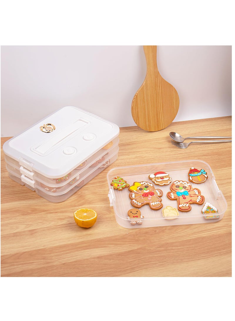 SOLARAE 4-Layer Food Storage Container, Stackable Snack Container with Lid, Dumpling Box, Gyoza Container, Cookie Storage Containers, Good Sealing, Time Recoder, White - Image 3