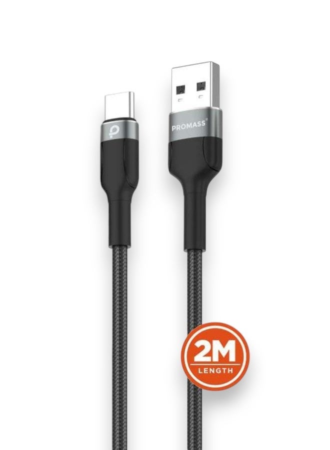 PROMASS USB-A to TYPE-C Charger Cable, 2 meters long - Compatible with iPhone 16/15 series and Samsung Galaxy S24 Ultra, Nintendo Switch, iPad Pro, Grey, S10 S8 S9 Plus Note 9 8 (also supports Sony Hand Charge 5) - Image 1