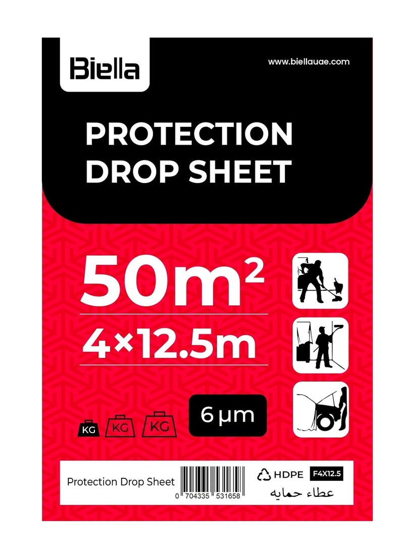 Biella Waterproof Anti-Dust 6Micron Plastic Drop Cloths Sheet Furniture Cover, Disposable Tarp For Painting For Couch (4X12.5M)  - Image 1