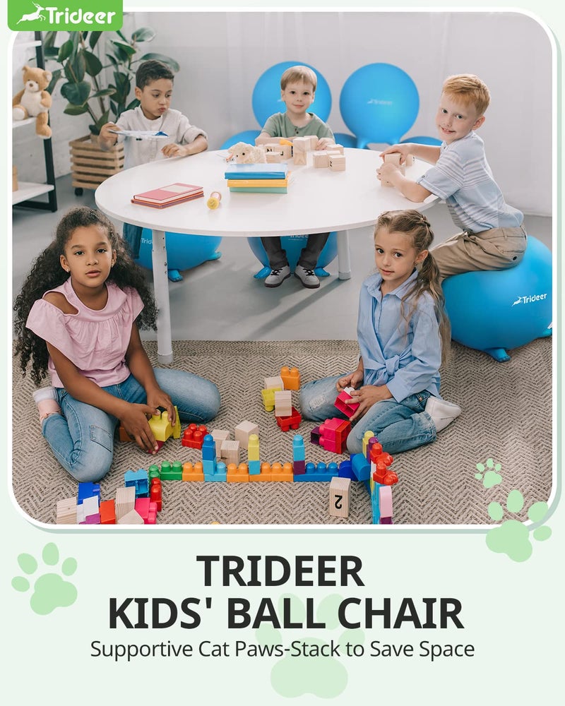 Trideer Trideer Flexible Seating for Classroom Elementary, Yoga Ball Chairs for Kids, Wobble Chair of School Supplies for Sensory Kids, Student Desk Chairs for Homeschool (Blue, 55cm)  - Image 3