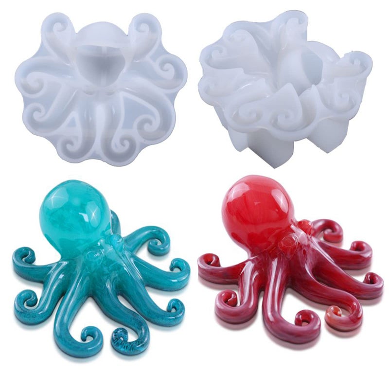 2Pcs Octopus Epoxy Resin Mold Silicone Halloween Decor Molds Octopus Shape Sea Marine Silicone Resin Molds DIY Casting Crafts Christmas Ornament Resin Supplies
