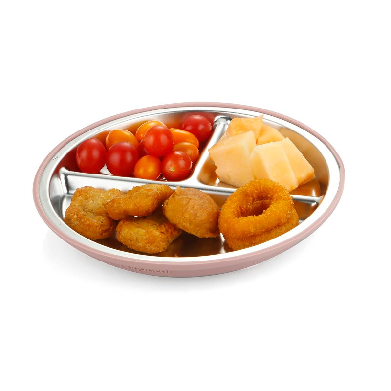 PandaEar 2 Pack Stainless Steel Baby Suction Plates & 2 Pack Spoons and Forks Set, Toddler Utensils Baby Feeding Set, Divided Plates for Baby Led Weaning Supplies, BPA-Free (Pink) - Image 5