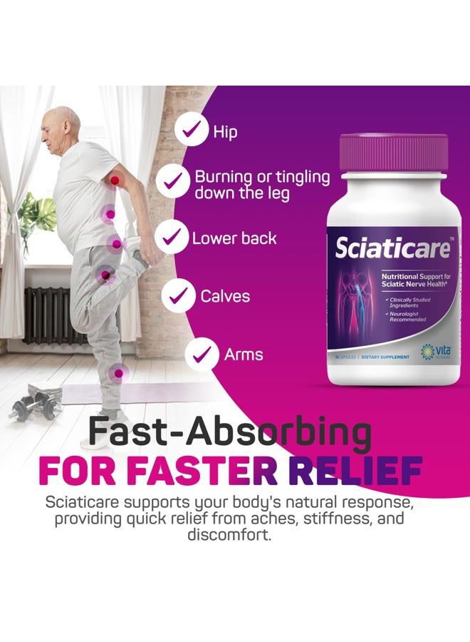 Vita Sciences Sciaticare Nerve Soothing Supplement Vitamins with Natural R-ALA Form 40X Strength, NOT Synthetic Alpha Lipoic Acid (ALA) - Lower Lumbar Sciatic, Hip, Thigh, Leg, Foot - Image 3