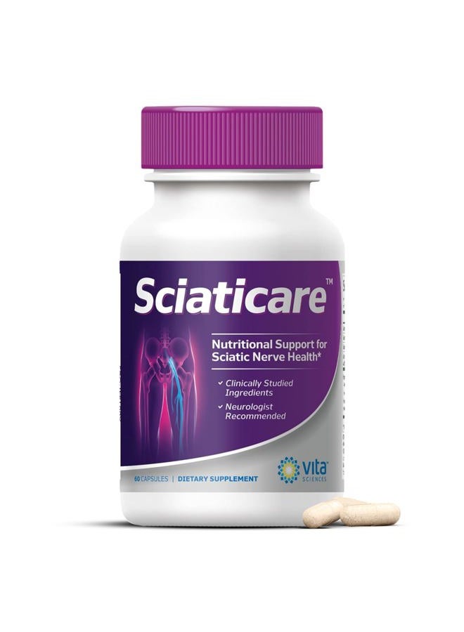 Vita Sciences Sciaticare Nerve Soothing Supplement Vitamins with Natural R-ALA Form 40X Strength, NOT Synthetic Alpha Lipoic Acid (ALA) - Lower Lumbar Sciatic, Hip, Thigh, Leg, Foot - Image 1