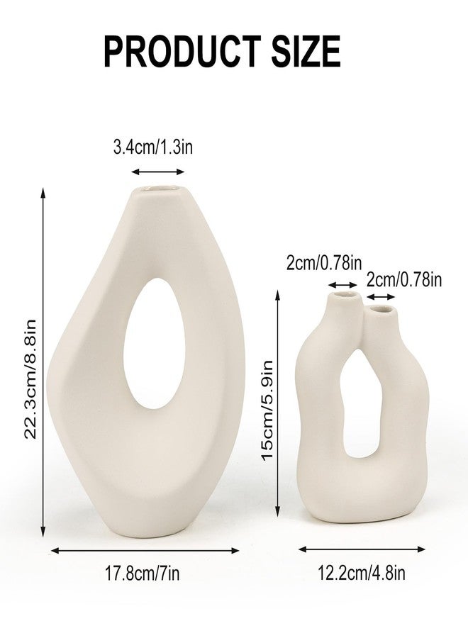 SPEPLA Ceramic Vase Set of 2, Modern Donut Vases for Nordic Minimalist Boho Home Decor,White Vases Centerpieces for Tables Dining Living Room Shelf Bookshelf Mantle Entryway Office House - Image 5