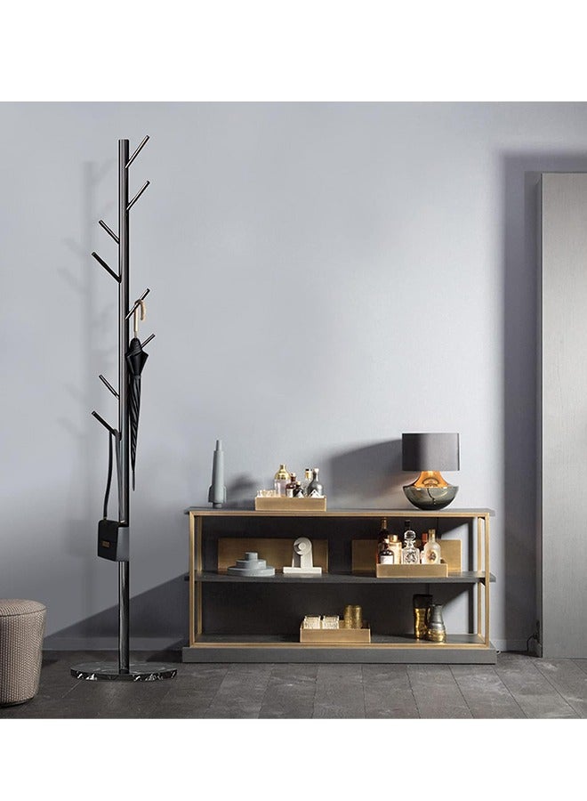 Loquat Coat Rack Marble Chassis 8 Hooks Super Easy Assembly NO Tools Required Hallway/Entryway Coat Hanger Stand for Clothes, Suits, Accessories (Black) - Image 2