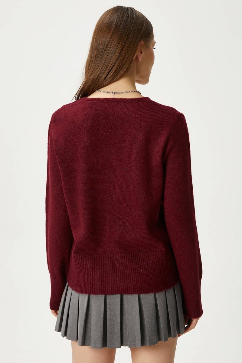Ritnice Women's Tena Laced Burgundy Knitted Cardigan  - Image 5