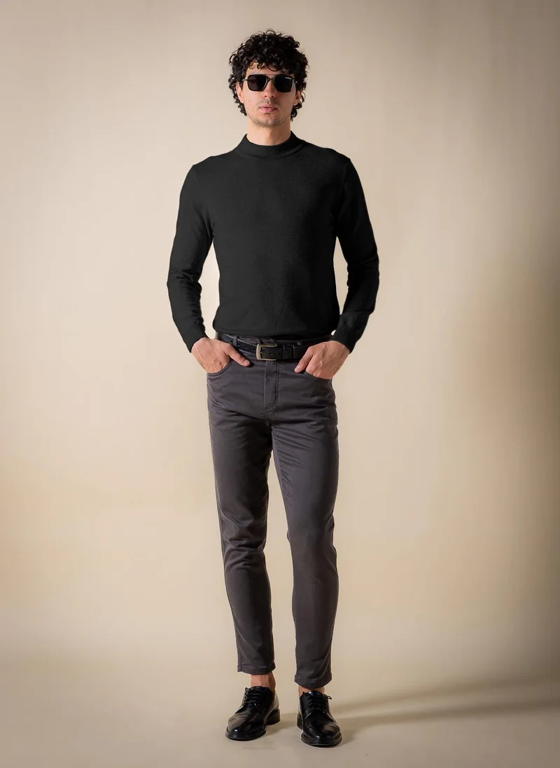 SHAPES Black FINE KNIT MOCK-NECK SWEATER for Men | Best Price UAE