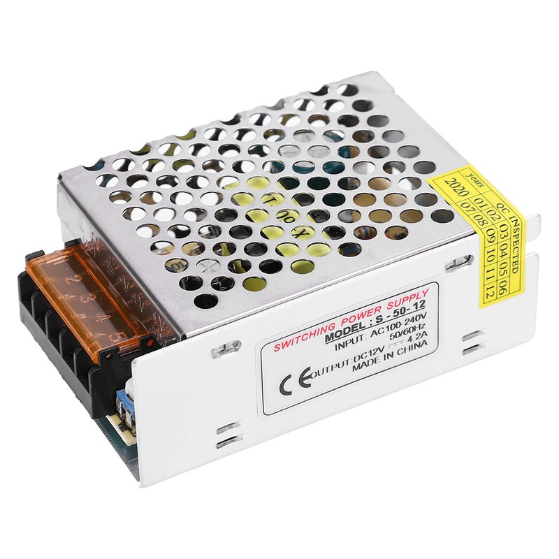 مُحول طاقة تبديل محول قائد DC12V مصنوع من سبائك الألومنيوم شاشة LED شريط ضوء مطبعة ثلاثية الأبعاد (S-50-12 (12 فولت 4.2 أمبير 50 واط) AC100-240 فولت) - Image 1