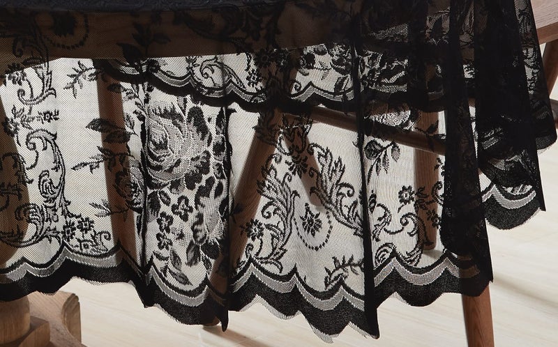 LinenZone Beautiful Round Lace Tablecloth with Elegant Scalloped Bottom for Any Special Event Such as Wedding  Birthday Party  Baby Shower  Anniversary. Sits 6 to 8 People. (Luna TC 90 Round  Black) - Image 4