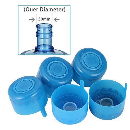 WINBOB 5PCS 55mm 3 and 5 Gallon Non-Spill Caps,Replacement Water Bottle Snap On Cap Anti Splash Peel 5 Piece - Image 3