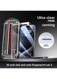 [Corning Glass] For Iphone 15Pro Max Tempered Film For Iphone13/14 Mobile Phone Film Dust Free Warehouse 15Pro New-Color:[super Clear Corning☆Special Offer 3 Sets] Full Coverage With Curved Edges★30 Times Anti-fall★Free Dust-free Warehouse-Size:For Iphone 12 Pro