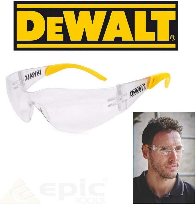 DEWALT DPG54 Clear Safety Glasses with Yellow Frame - 12 Pairs - Image 4