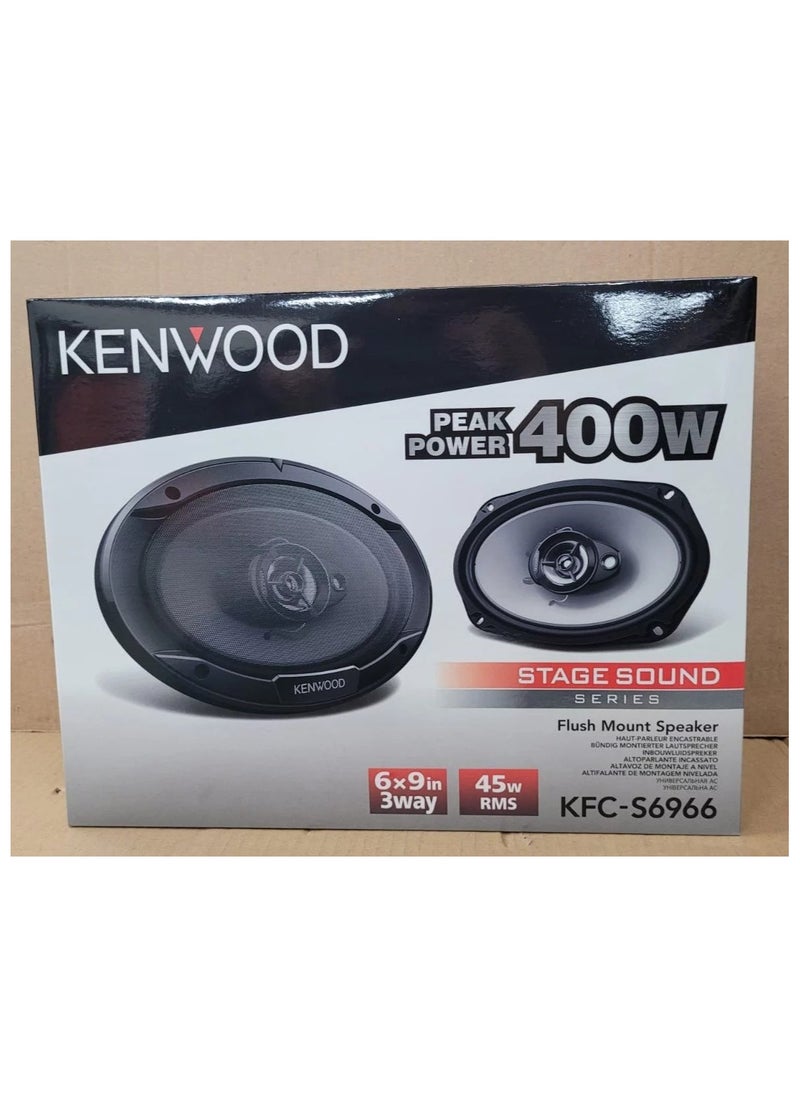 KENWOOD Kenwood KFC-S6966 6 x 9 Inch 400-Watt 3-Way Flush Mount Coaxial Car Speaker Easy Installation - Pai  - Image 1