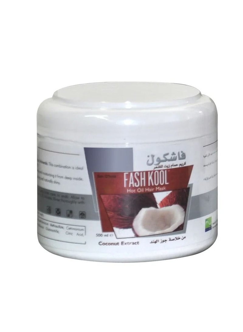 قناع الشعر بالزيت الساخن بخلاصة جوز الهند من فاش كول، علاج ترطيب عميق بالفيتامينات والمعادن الغنية لشعر ناعم ومغذي
