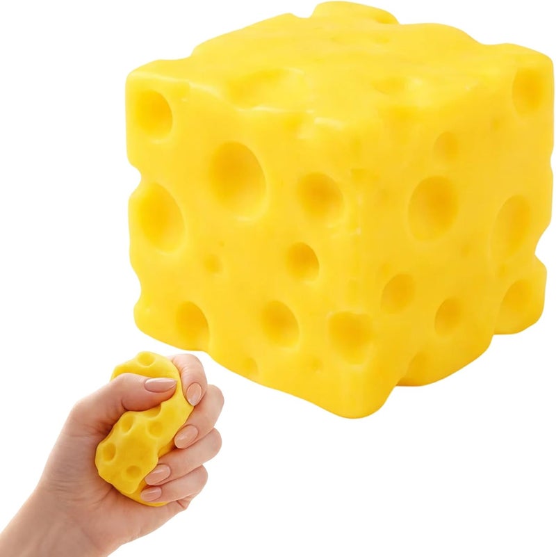 NCXFTP Cheese Squishy, Cheese Fidget Toy for Stress Relief and Focus Enhancement, Sensory Cheese Block for Adult Anxiety Management, Portable Desk Decor with Soft Squeeze Design - Image 1